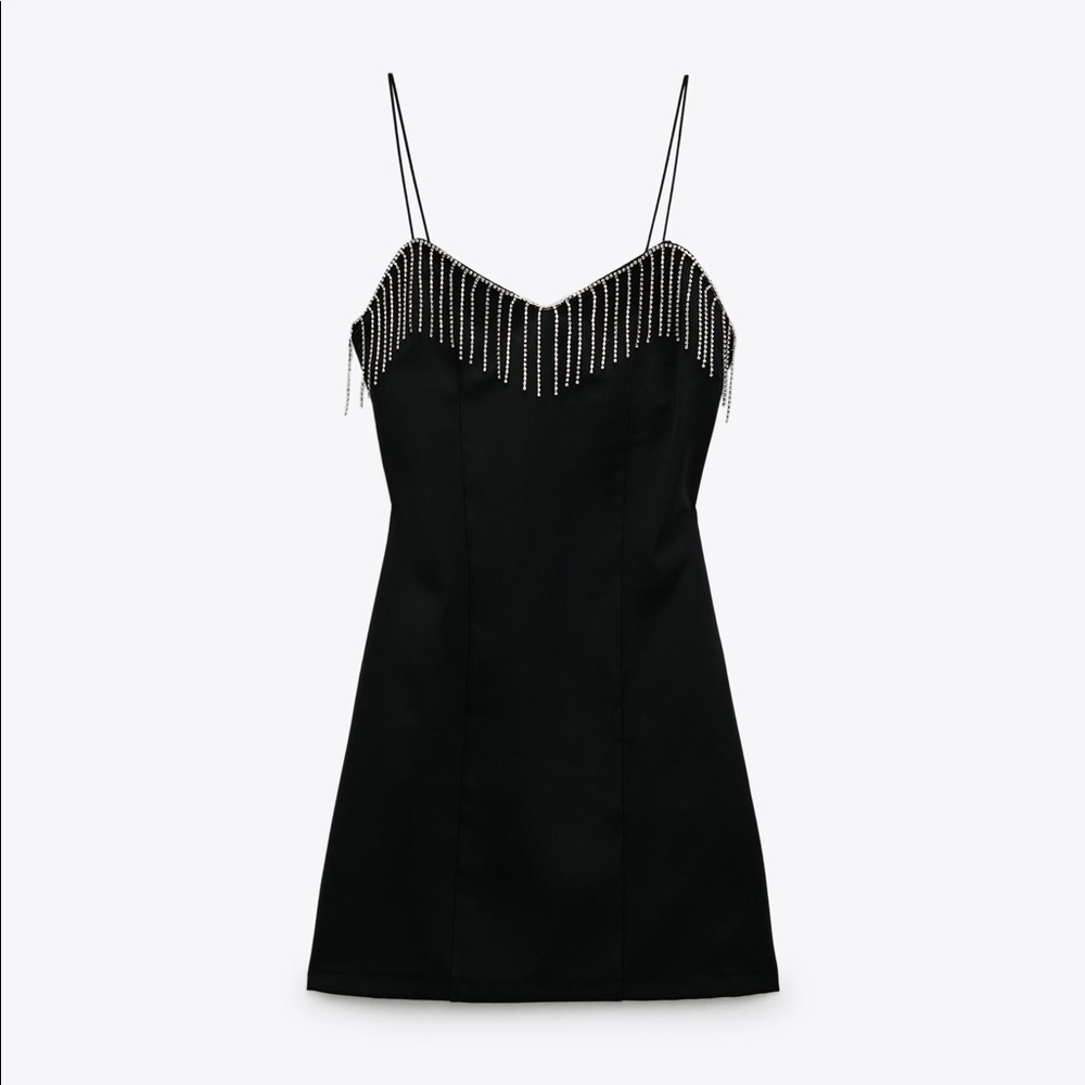 Zara Rhinestone Fringed Dress